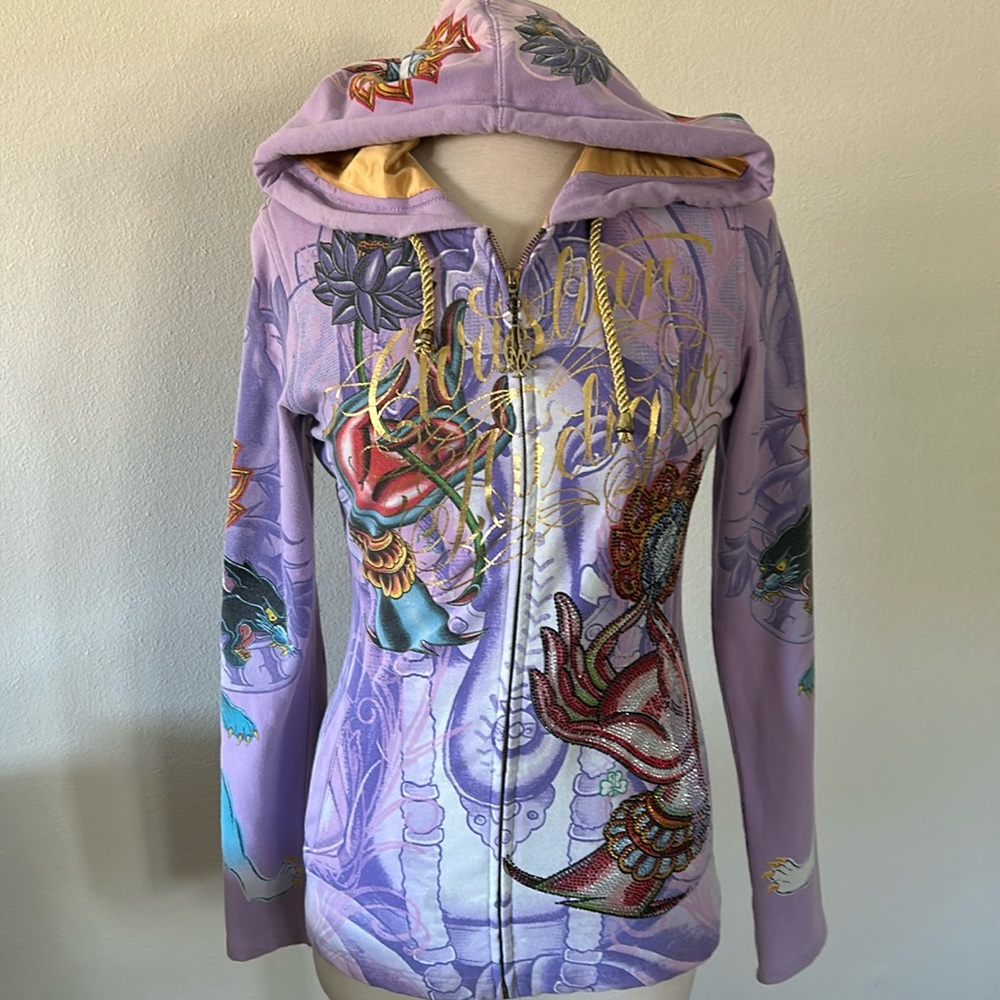 Christian Audigier unusual hoodie sweatshirt